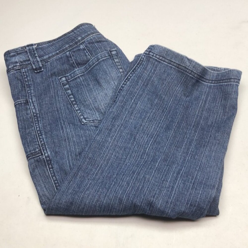 CLEO PETITES WIDE LEG CROP JEANS 14/32x19 ⭐️ - Picture 3 of 10